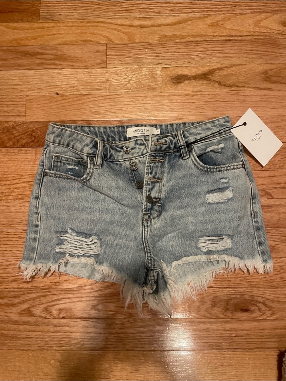 Hidden Jeans Women's Light Blue Distressed Cutoff Denim Shorts